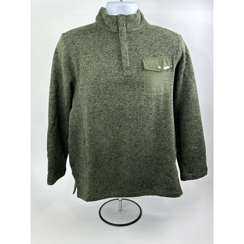 Woolrich Sweater Mens Medium Green Quarter 1/4 Snap Fleece Pullover Sweater